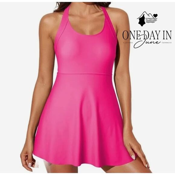 Aleumdr Square Neck Swimdress One Piece Swimsuit Size L - Picture 1 of 7